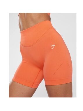 Gymshark Women's High-Waisted Seamless Bike Shorts in Coral Orange